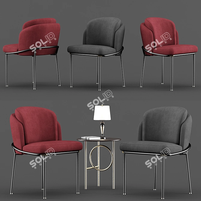 Elegant Fil Noir Chair Set 3D model image 1