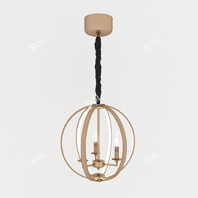 Bronze Chandelier with LED Horns 3D model image 1