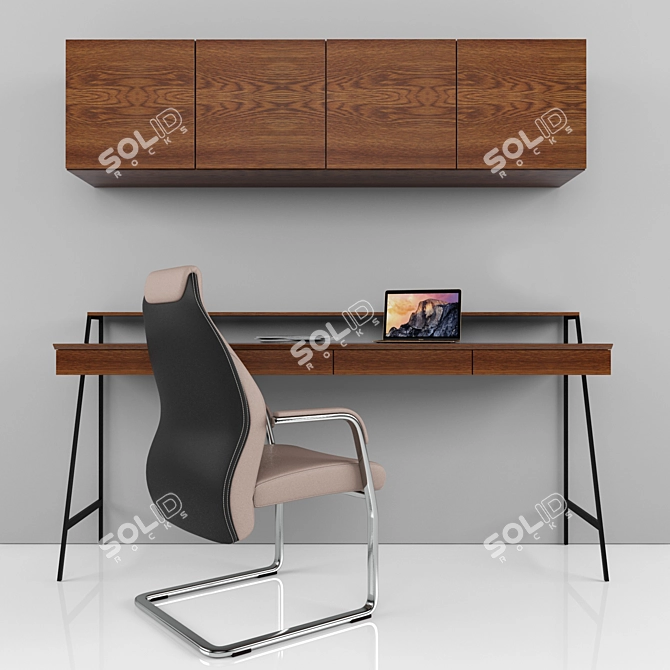 Modern Study Desk - Sleek Design! 3D model image 1