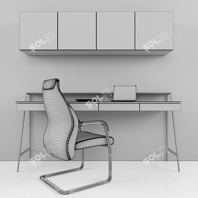 Modern Study Desk - Sleek Design! 3D model image 2