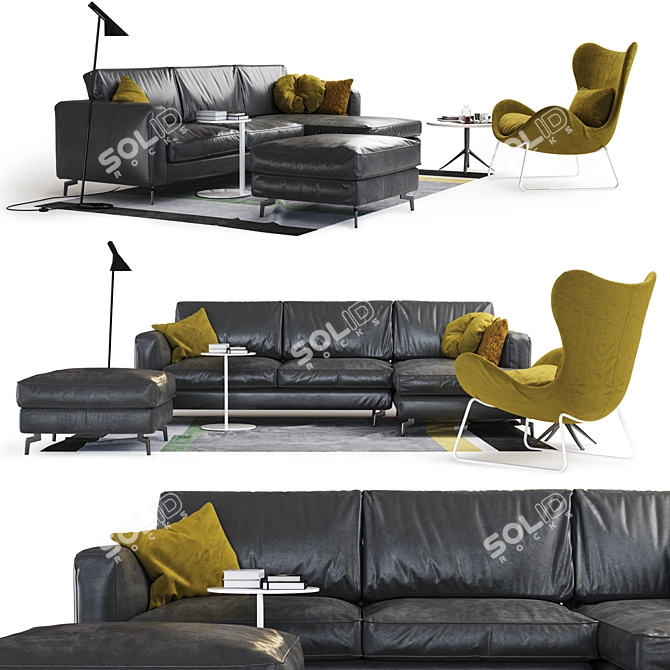 Sleek and Stylish Sofa: SQUARE by Calligaris 3D model image 1