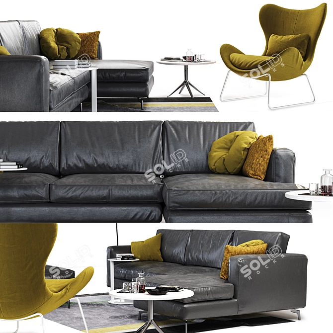 Sleek and Stylish Sofa: SQUARE by Calligaris 3D model image 2