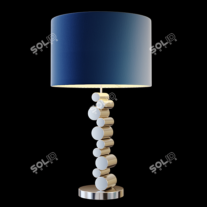 Elegant Steel Table Lamp with Velvet Shade 3D model image 1