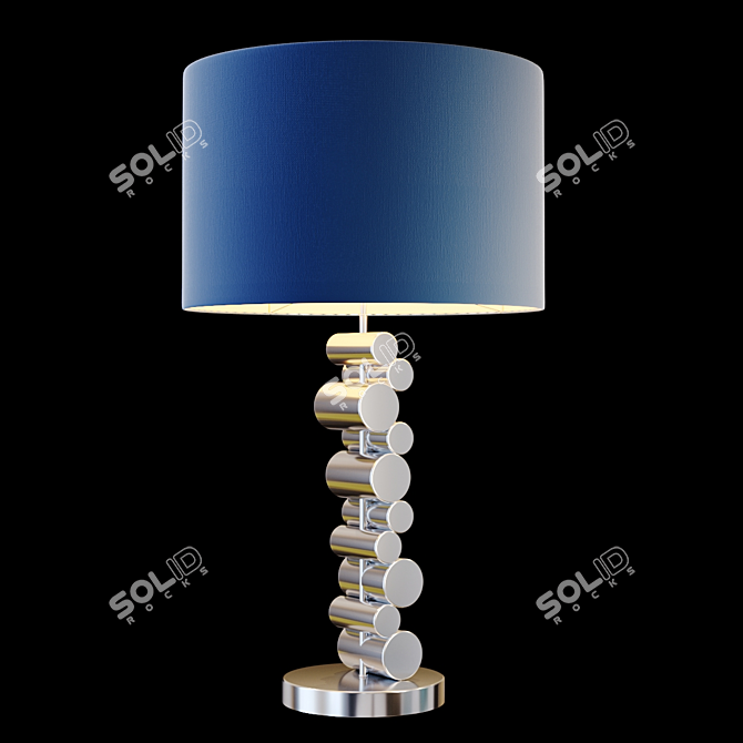 Elegant Steel Table Lamp with Velvet Shade 3D model image 2