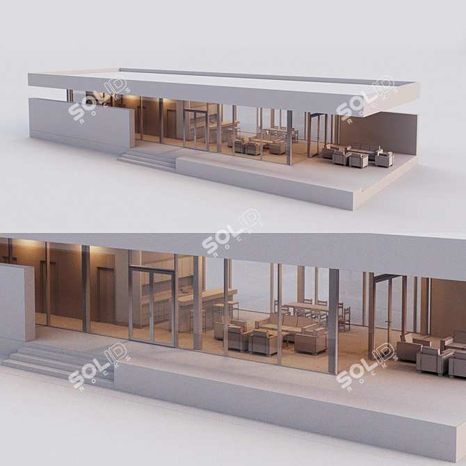 Modern Single-Story Villa with Terrace 3D model image 3