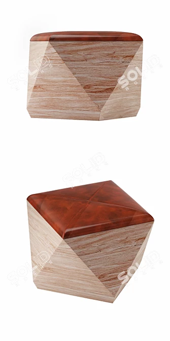 Hexagon Brown Leather Storage Ottoman 3D model image 2