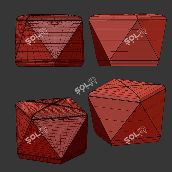 Hexagon Brown Leather Storage Ottoman 3D model image 3