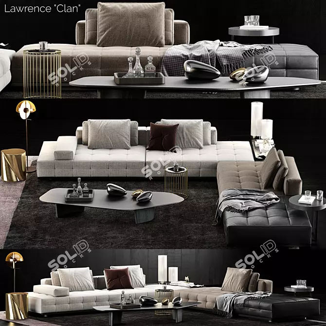 Minotti Lawrence Clan Sofa: Modern Elegance for Your Living Space 3D model image 1