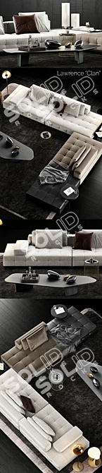 Minotti Lawrence Clan Sofa: Modern Elegance for Your Living Space 3D model image 3