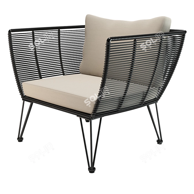 Stylish Outdoor Metal Lounge 3D model image 1