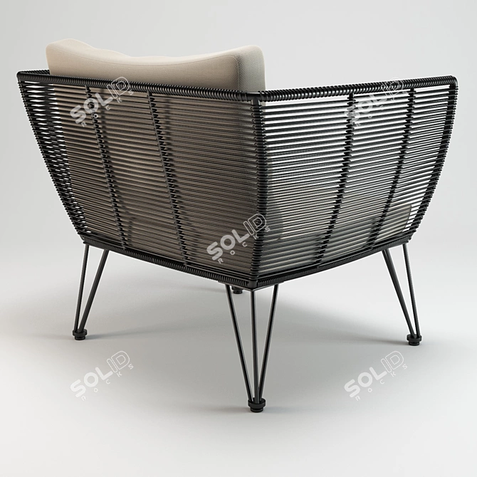 Stylish Outdoor Metal Lounge 3D model image 2