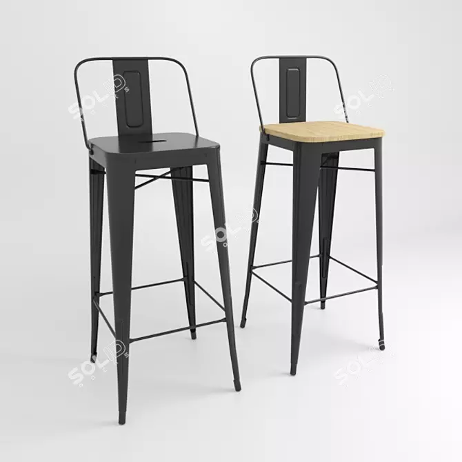 Modern Tolix Bar Stool 3D model image 1