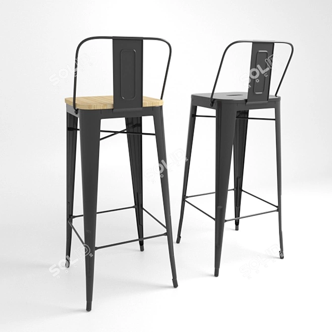 Modern Tolix Bar Stool 3D model image 2