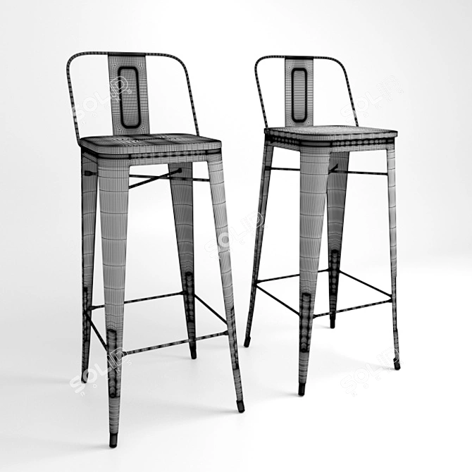 Modern Tolix Bar Stool 3D model image 3