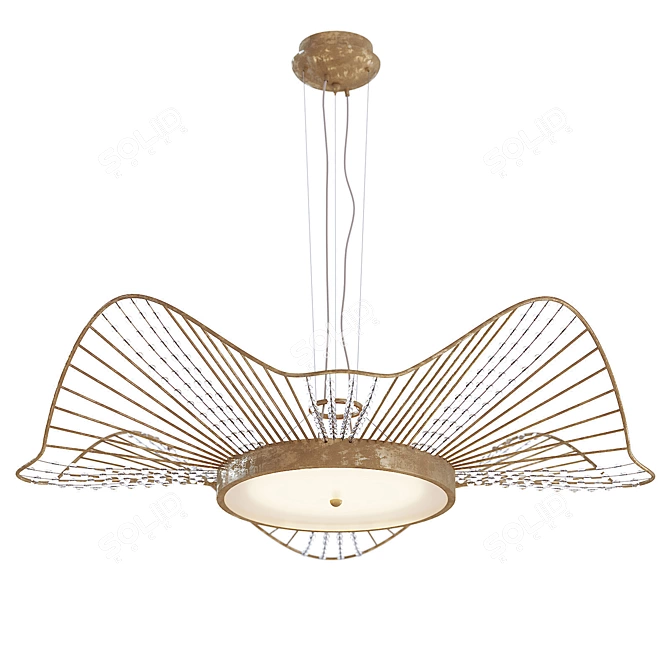 Golden Crystal Ripple Pendant Light 3D model image 1