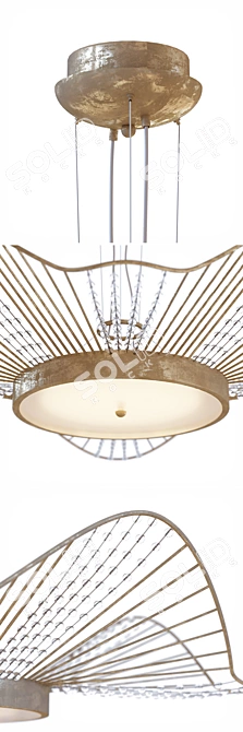 Golden Crystal Ripple Pendant Light 3D model image 2