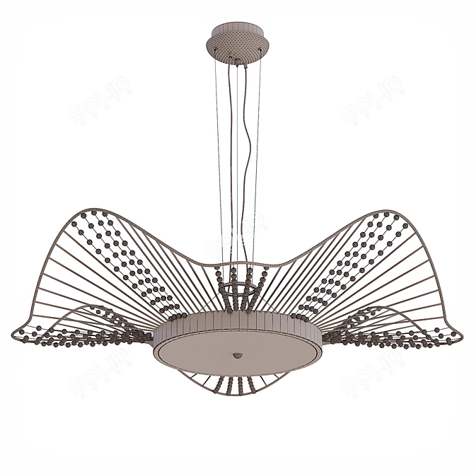 Golden Crystal Ripple Pendant Light 3D model image 3