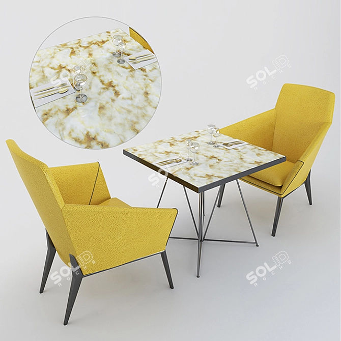 Elegant Dining Set, Perfect for Restaurants 3D model image 1