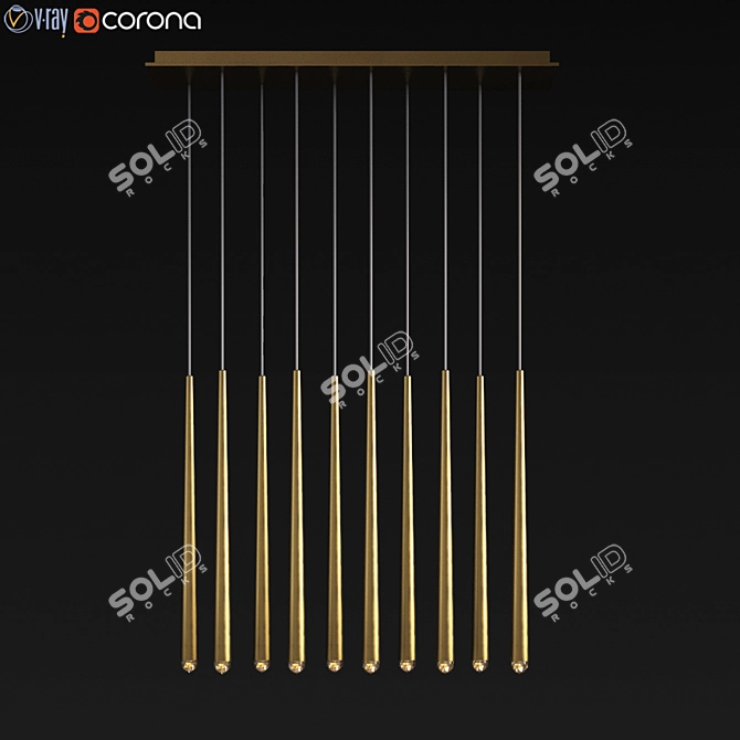 Minimalist Brass Chandelier | Aquitaine Linear | Restoration Hardware 3D model image 1