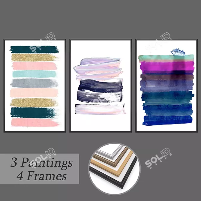 Elegant Wall Art Set 3D model image 1