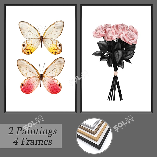 Modern Wall Art Set with Multiple Frame Options 3D model image 1