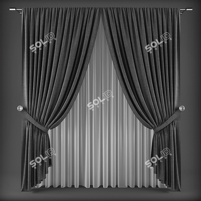 Modern Style Curtains 3D model image 1
