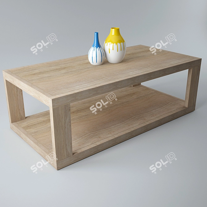 Sleek Table with Vases 3D model image 1