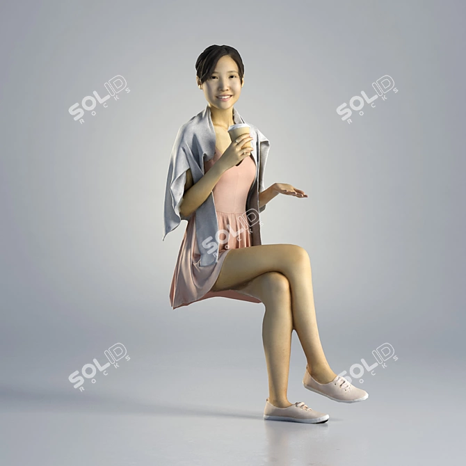 Jess Casual Sitting 3D Model Kit 3D model image 1