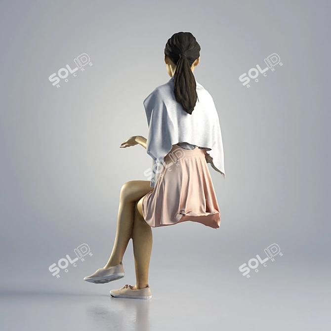 Jess Casual Sitting 3D Model Kit 3D model image 2