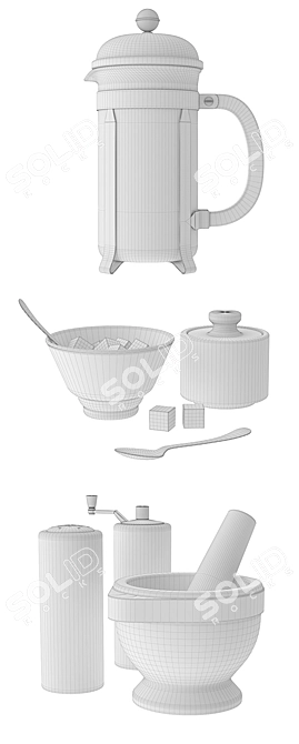 Realistic Kitchen Accessories Model 3D model image 3