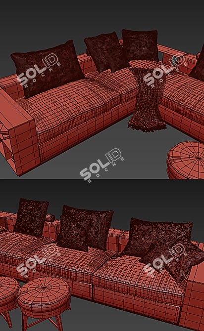 Flexform Groundpiece: Versatile and Stylish Sofa 3D model image 3