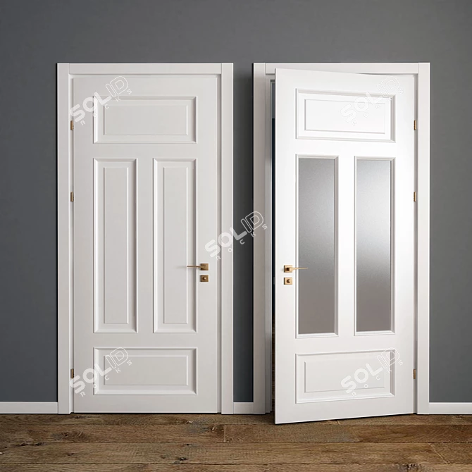 Elegant White Interior Doors 3D model image 1