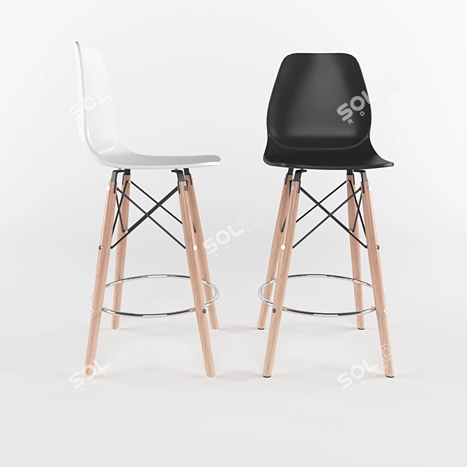 Eames Bar Stool: Sleek Design, Ultimate Comfort 3D model image 2