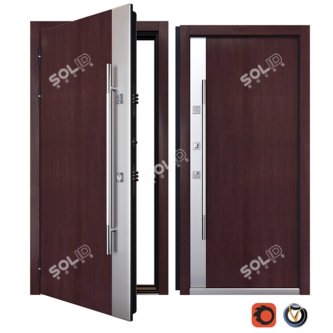 Stainless Steel Entrance Door: Inox S-3 3D model image 1