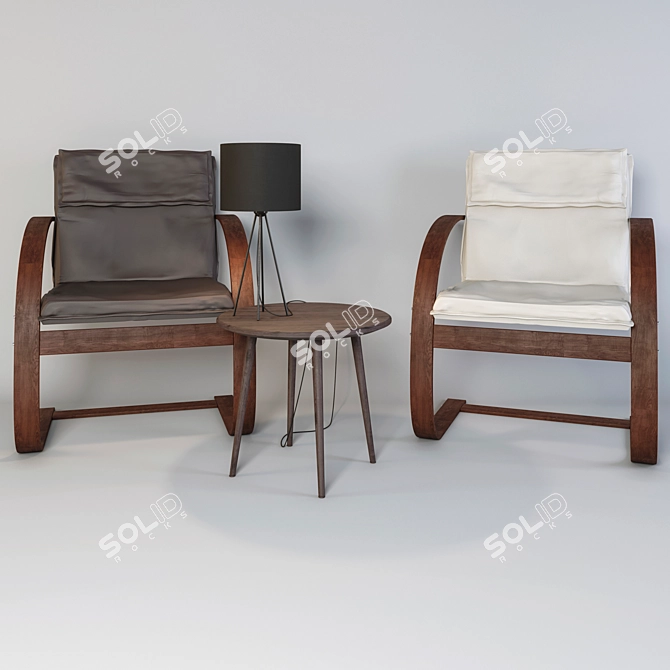 Cozy Tuna Armchair, Ilbro Table & Herluf Lamp 3D model image 1