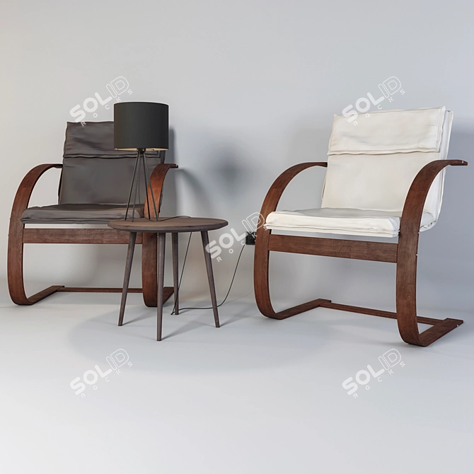 Cozy Tuna Armchair, Ilbro Table & Herluf Lamp 3D model image 2