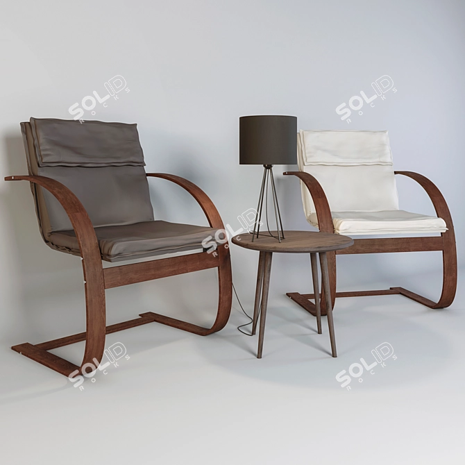 Cozy Tuna Armchair, Ilbro Table & Herluf Lamp 3D model image 3