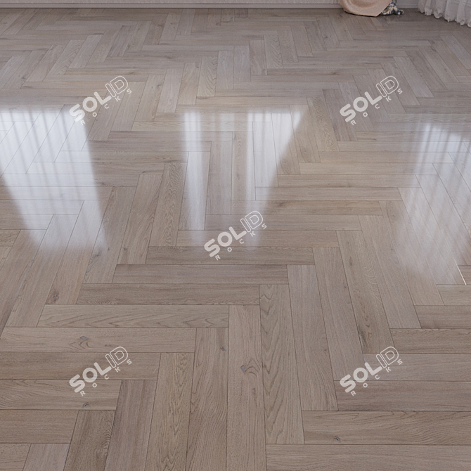 Coswick Oak Chambord: Classic Herringbone Parquet 3D model image 1