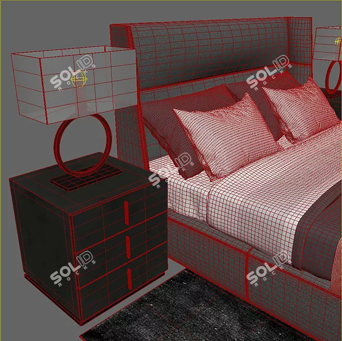 Elegant Chloe Letto Bed Set 3D model image 2