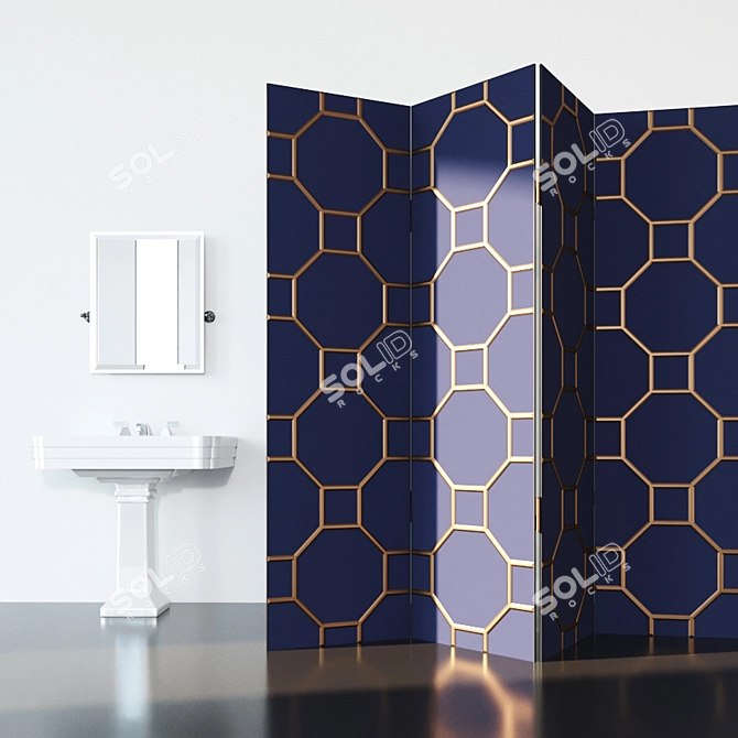 Nobel Pedestal Sink & Chelsea Mirror 3D model image 1
