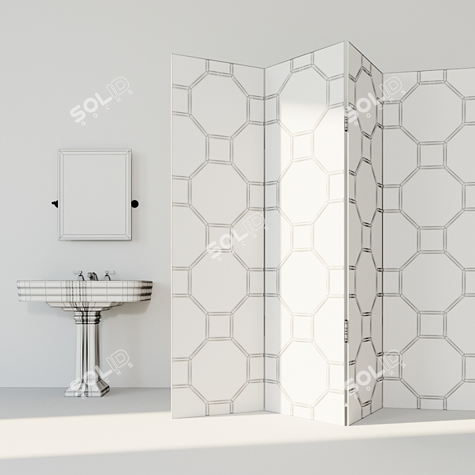 Nobel Pedestal Sink & Chelsea Mirror 3D model image 2