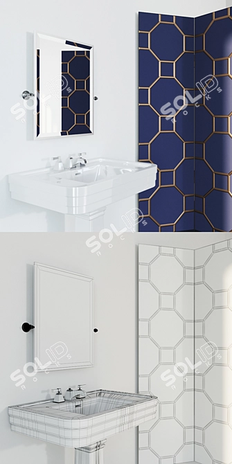 Nobel Pedestal Sink & Chelsea Mirror 3D model image 3
