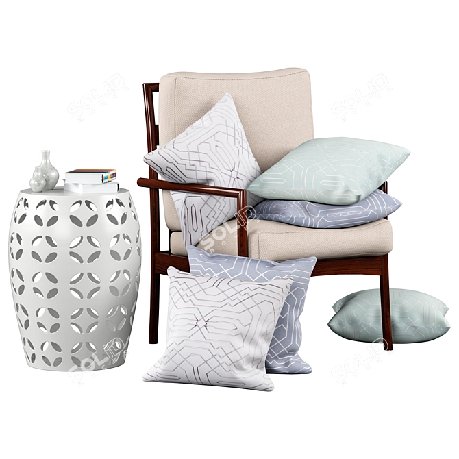 Title: Cozy Comfort Chair with Pillows 3D model image 3