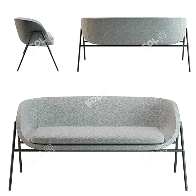 Sleek Steel Frame Gala Sofa 3D model image 1