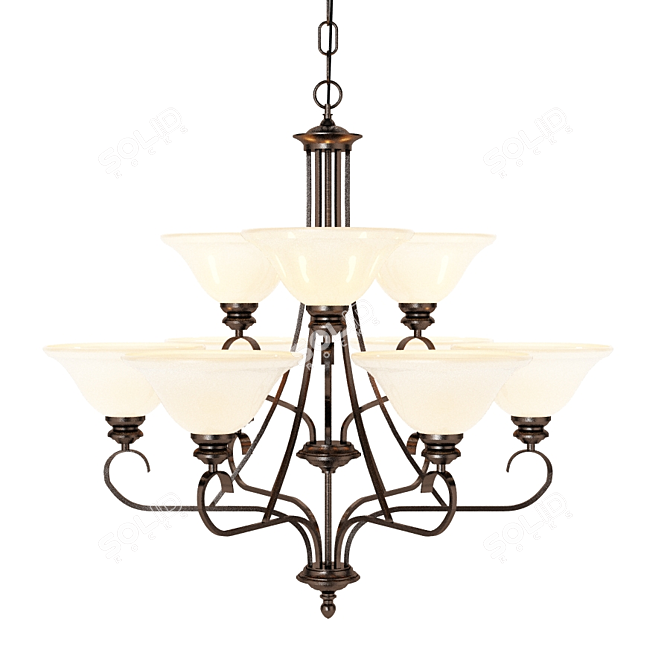 Lancaster 9-Light Bronze Chandelier 3D model image 1