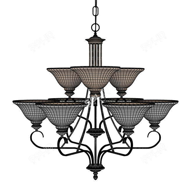 Lancaster 9-Light Bronze Chandelier 3D model image 3