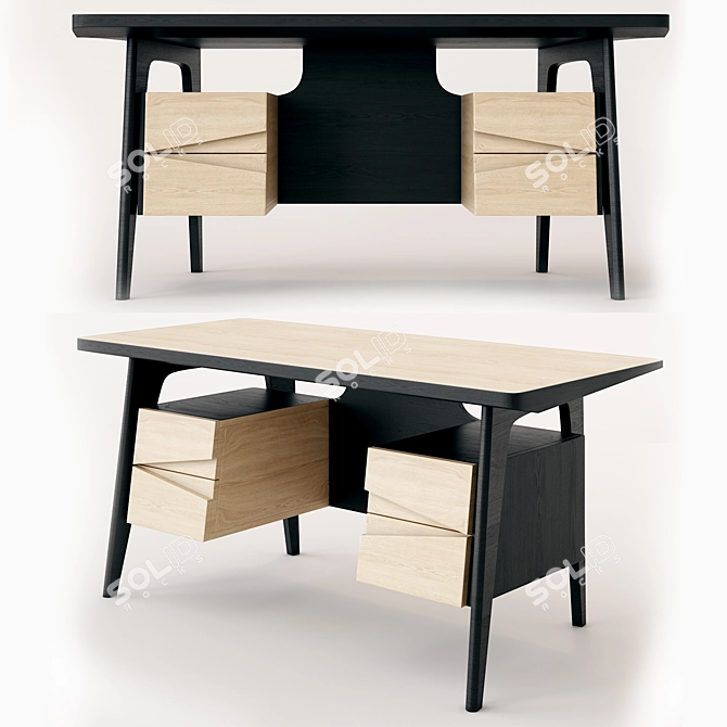 Premium Mid-Century Desk: Køpmann Gio 3D model image 1
