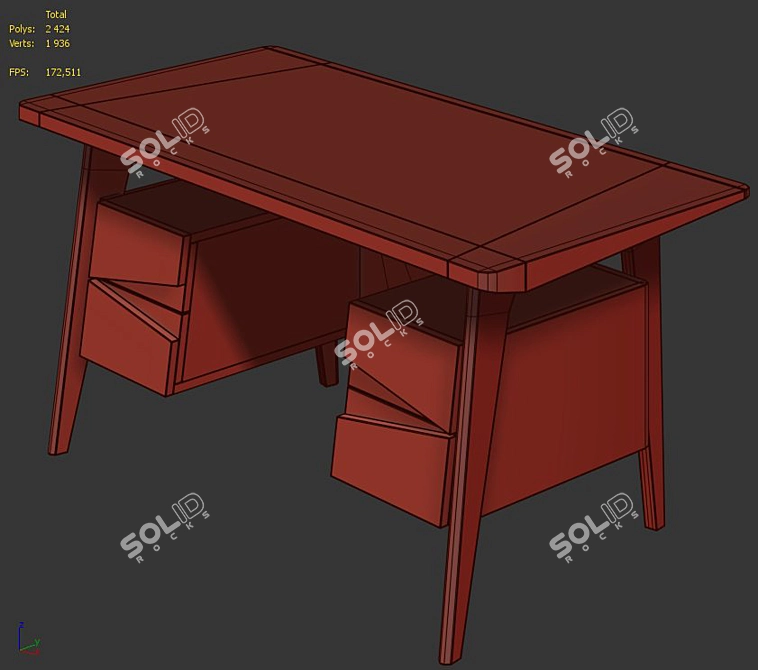 Premium Mid-Century Desk: Køpmann Gio 3D model image 2