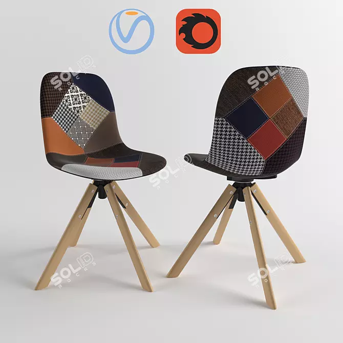 Patchwork Upholstered Chair 3D model image 1