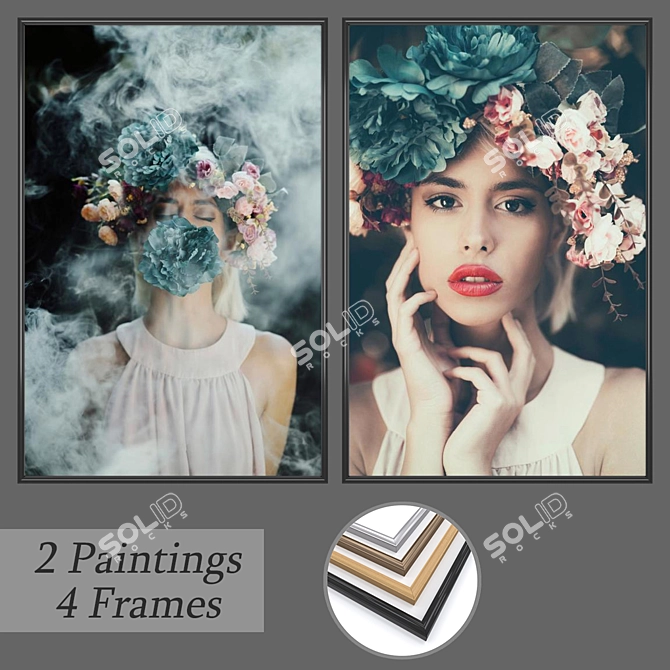 Modern Wall Art Set with Multiple Frames 3D model image 1